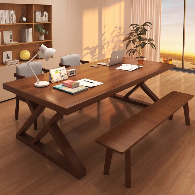 Mesa de tablero grande de madera maciza para uso doméstico en la sala de estar, escritorio largo, escritorio simple, banco de trabajo, escritorio de estudio de lectura para varias personas