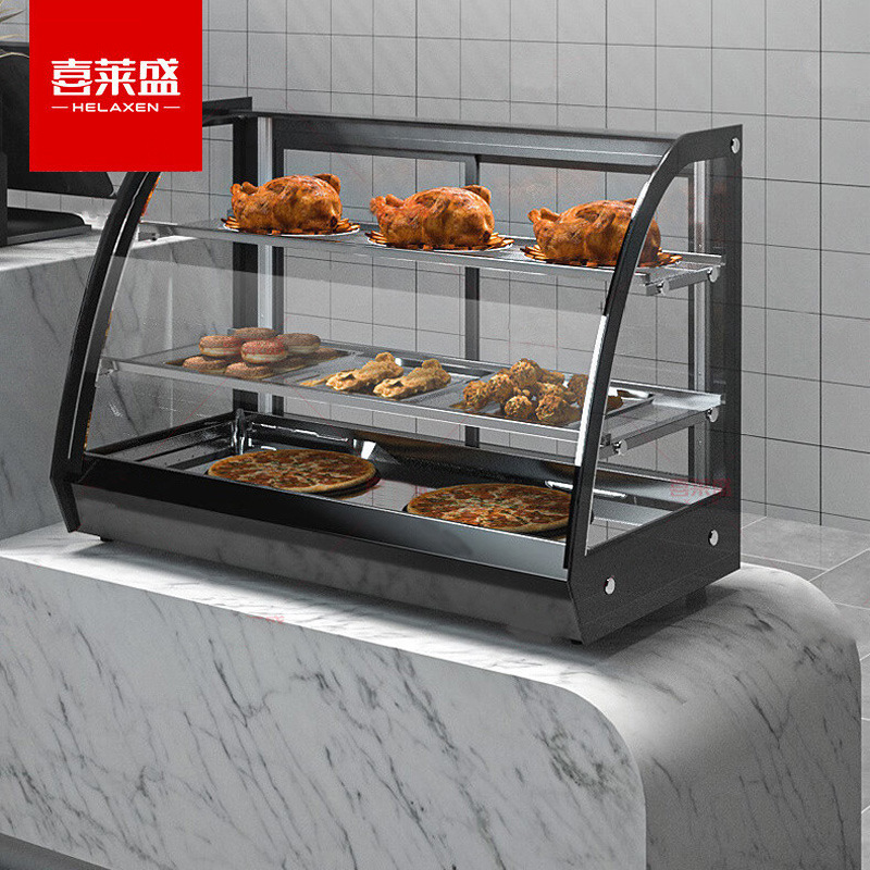 喜莱盛保温展示柜商用电热台式陈列柜熟食品面包蛋挞汉堡炸鸡保温