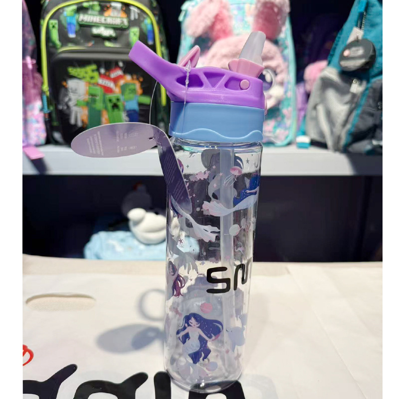 Taza de agua con pajita smiggle australiana Taza ligera y transparente para niños y niñas Taza de agua de 650ml de gran capacidad
