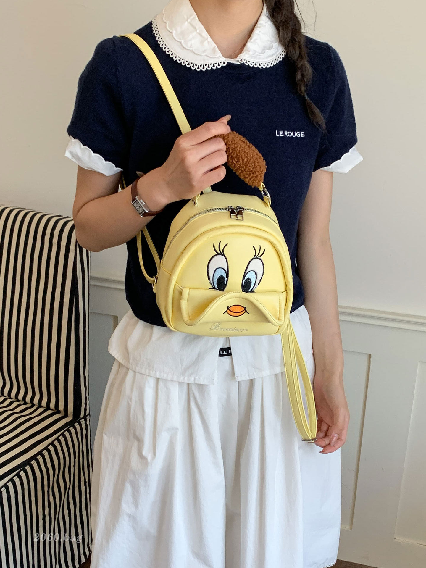 Yuanqi mochila encantadora chica viajar mochila pato 2026 mujer nuevo nicho mini dibujos animados