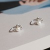 Cute earrings from pearl, ear clips, Korean style, no pierced ears