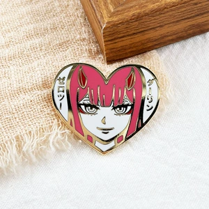 Anime Peripheral Enamel Metal Brooches, National Team 02 Heart Badges, Wholesale Pins for 2D Fans' Collection