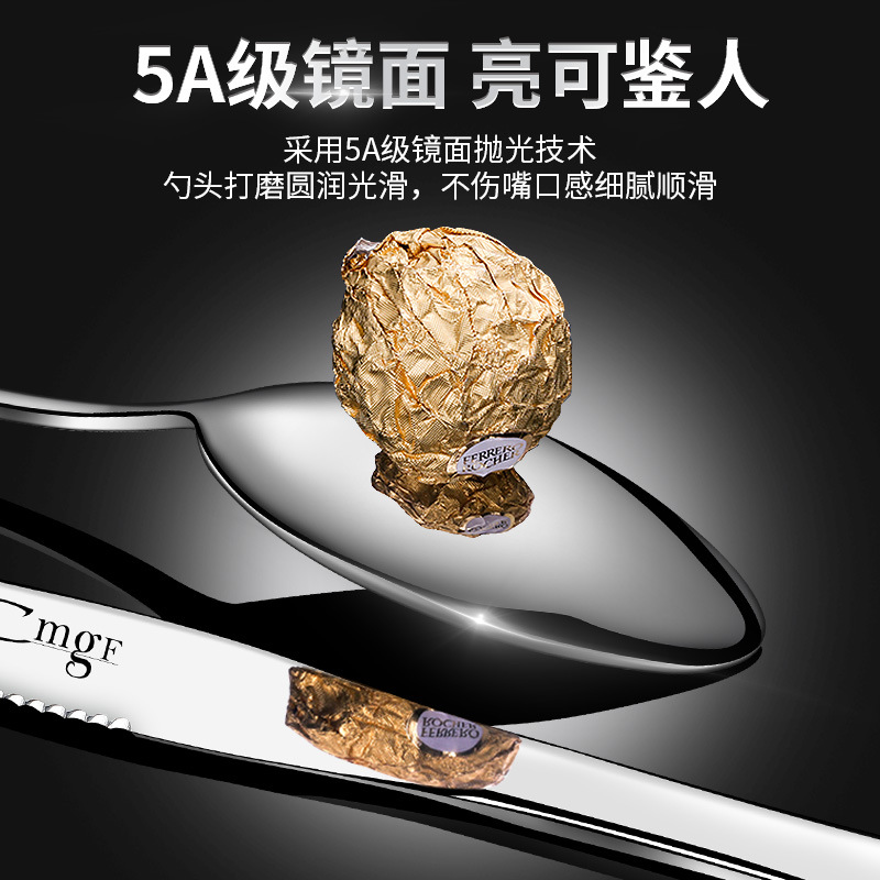 Restaurante al por mayor regalos comerciales cuchillos y tenedores cucharas conjuntos de cubiertos de acero inoxidable cuchillos y tenedores de comida occidental espesar el hogar