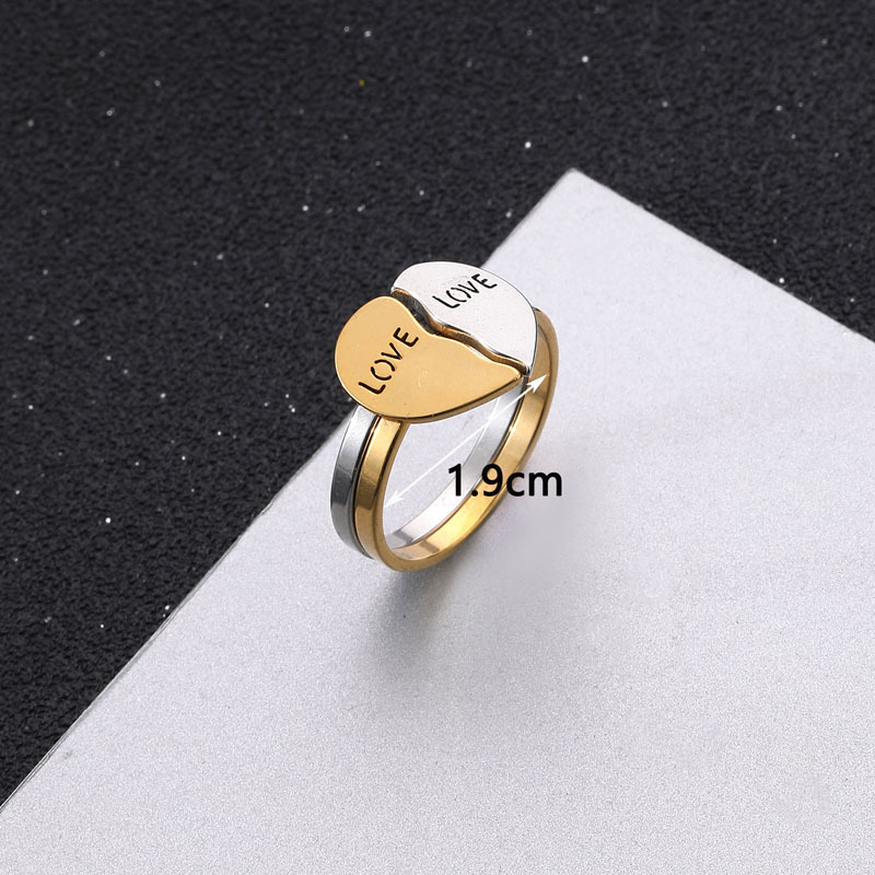 Sweet Style Sweet Letter Heart Shape 304 Stainless Steel Couple Rings