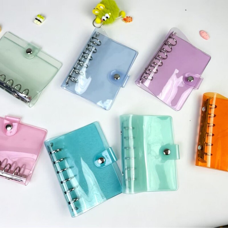 Ins-style glittery transparent A7 binder, macaron-colored PVC planner cover, card storage cover Ins-style glittery transparent A7 binder, macaron-colored PVC planner cover, card storage cover