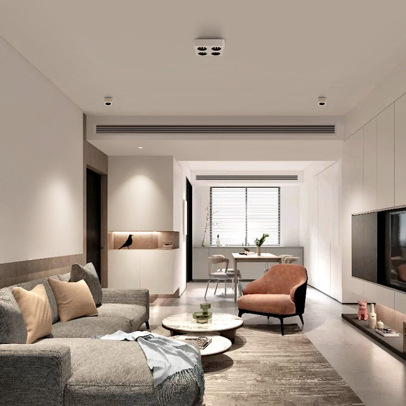 Espectro completo cuatro extremos cuadrados ultra delgados lámpara de reflexión simple sala de estar sin iluminación principal profunda anti-deslumbrante lámpara de choque