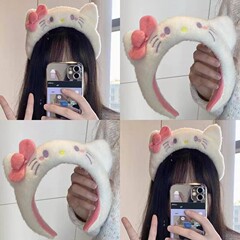 甘くてかわいいピンクの KT 猫ヘッドバンド漫画ガールリボン洗顔ヘッドバンドシュガーハンリウサギの楽園写真撮影