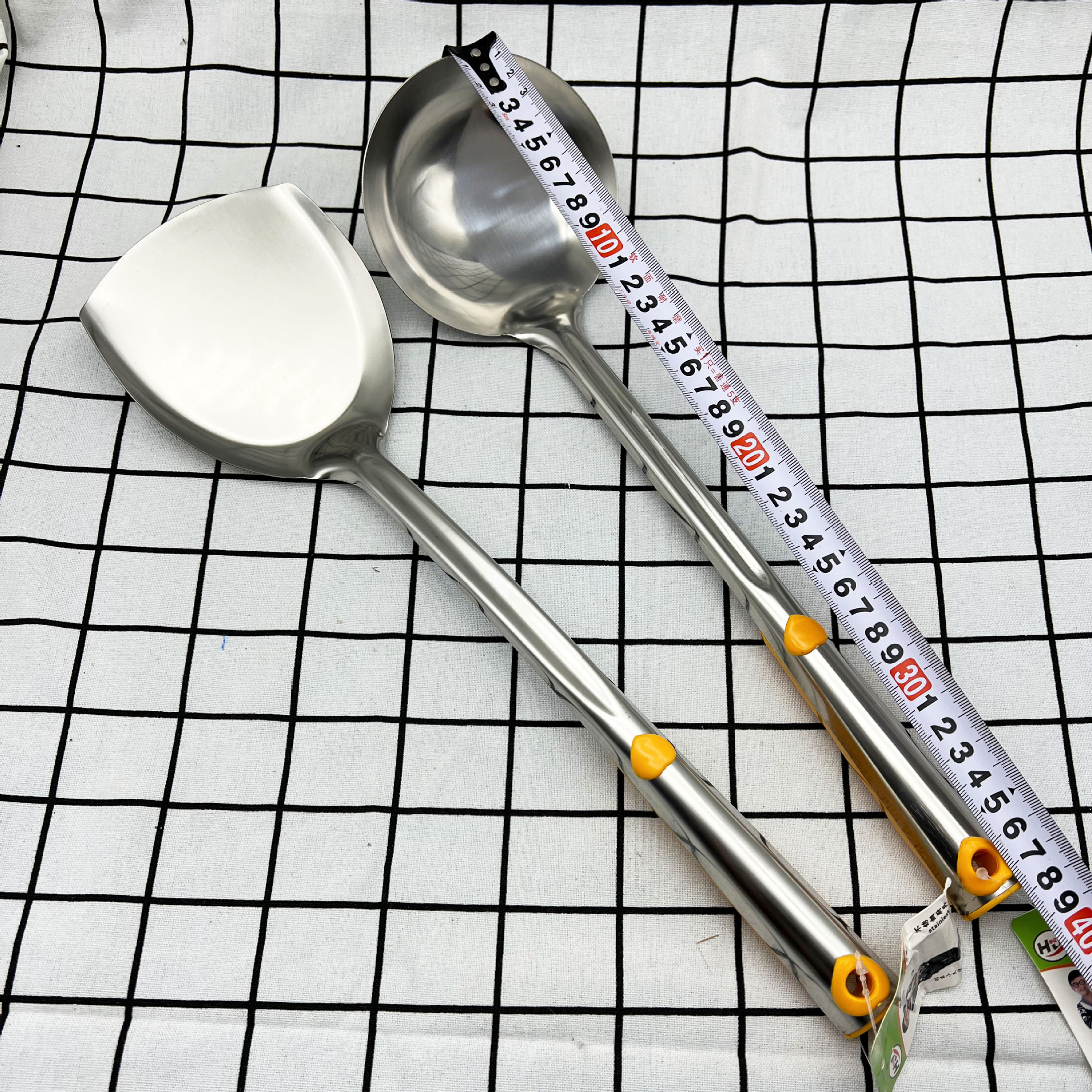 12cm 1.2mm Thick Stainless Steel Spatula Set Non-magnetic Thick Kitchen Utensils Soup Spoon Fry Spoon Shovel