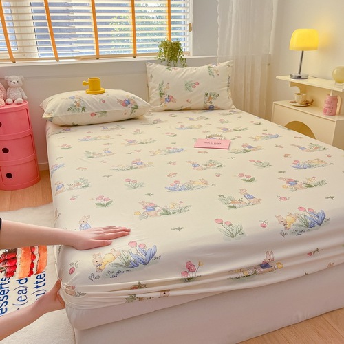 Single piece printed cotton fitted sheet single product Simmons mattress protector single double bed cover three piece set wholesale