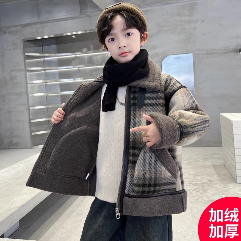 (2개) 아동복 소년 코트 소년의 상부 옷 새로운 두꺼운 기모 겨울면 패딩 코트 따뜻한 HUZHOU ZHILI