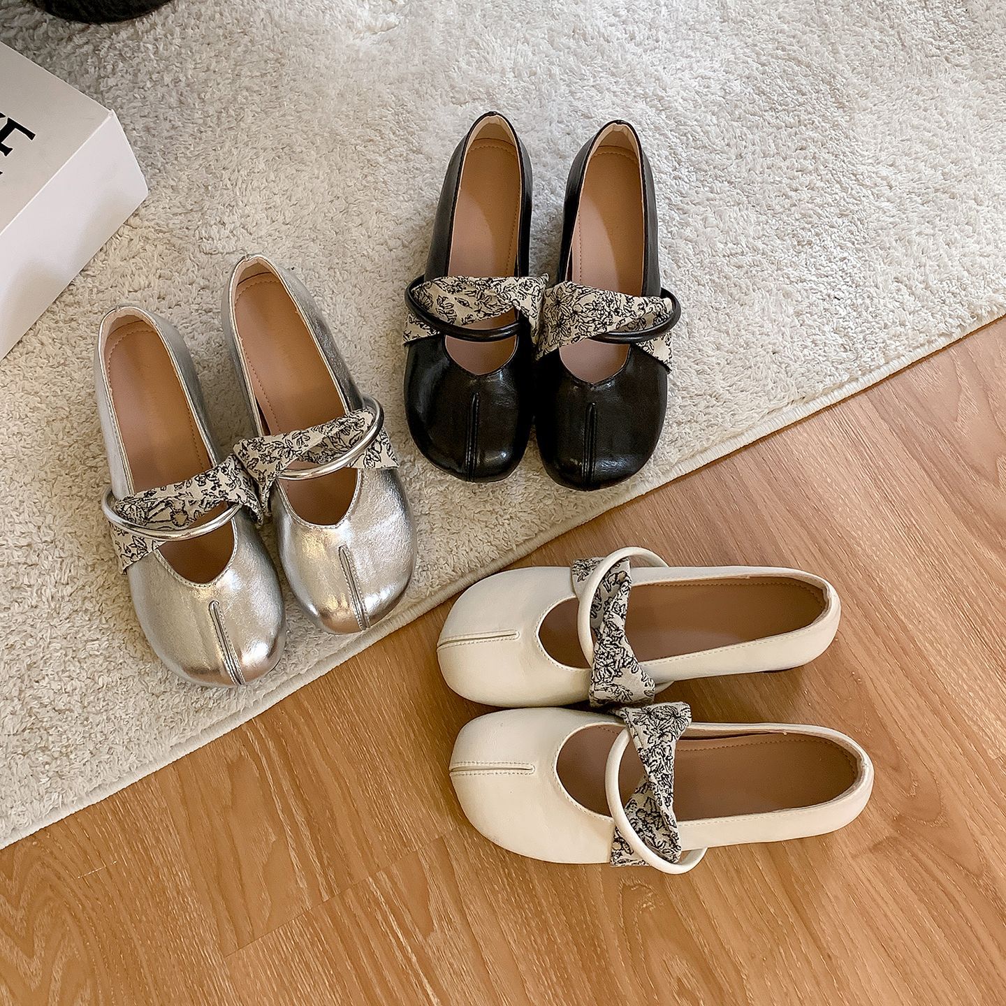 Women's 2026 New Style Versatile French Ballet Flats with Hidden Height Increase, Slip-On Mary Jane Leather Shoes in Chanel Style