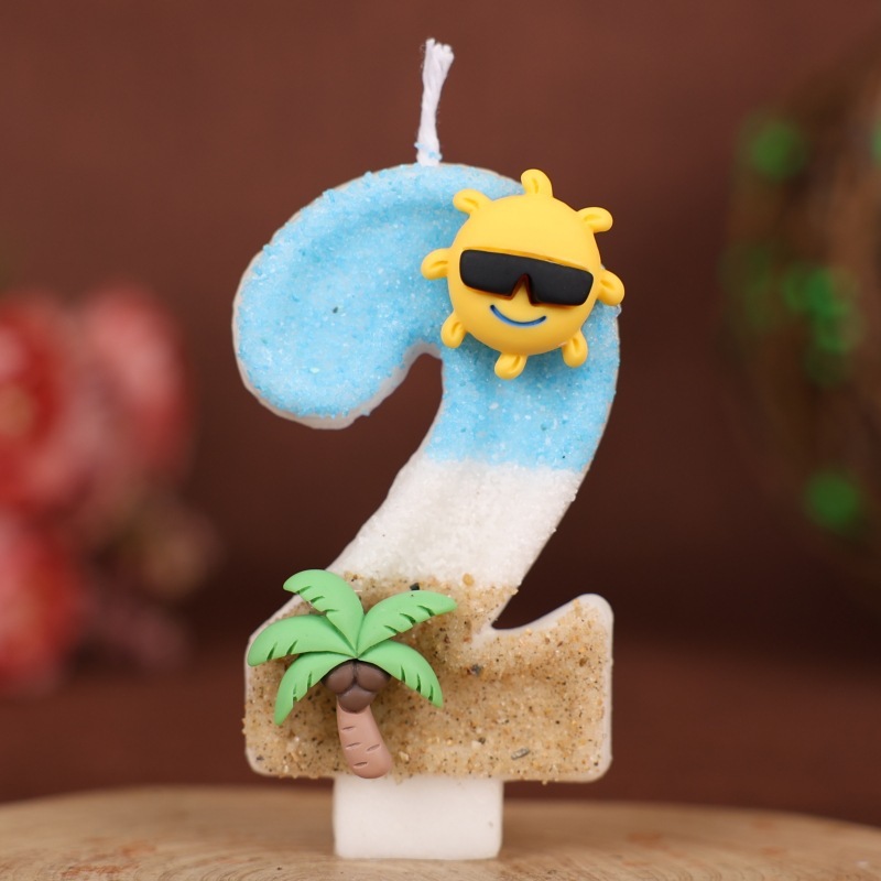 义乌跨境海洋沙滩数字生日蜡烛蛋糕派对装饰生日周岁手工蜡烛0-9|undefined