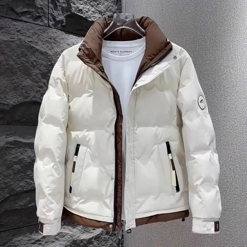 Men's stand-up collar short down jacket, white duck down, warm, windproof, trendy outerwear, versatile style for young men Men's stand-up collar short down jacket, white duck down, warm, windproof, trendy outerwear, versatile style for young men
