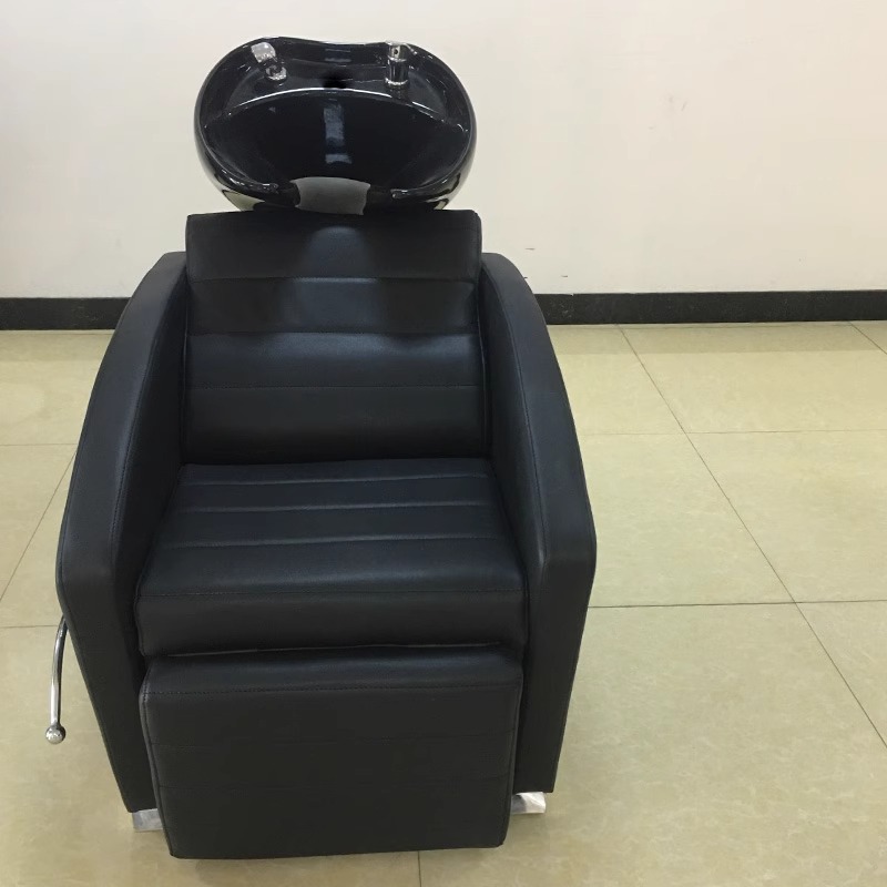 Barbería Cama de champú pequeña Lavado de cabello sentado Tumbona de peluquería Lavabo de cerámica especial para peluquería Lavabo profundo