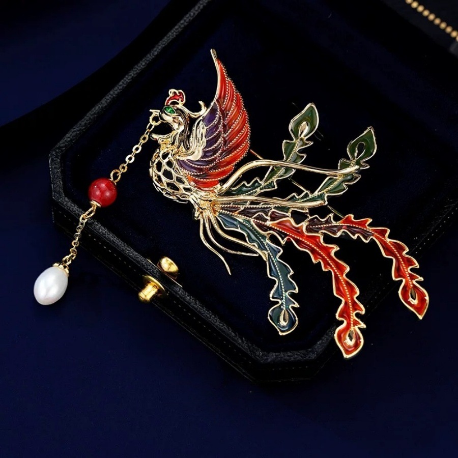 Spilla elegante a forma di fenice con nappe, nuova, di tendenza nazionale, per donna, accessorio di alta qualità in stile antico Hanfu Cheongsam_voghion.com