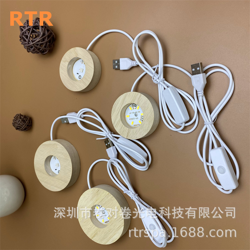 LED-Lampenemitter DIY Steckerlampe Nachtlicht Kristallkugel Duftlampe Parfümzerstäuber Marktstandleuchte Flohmarktleuchte runde Leuchte Echtholz leuchtender Sockel