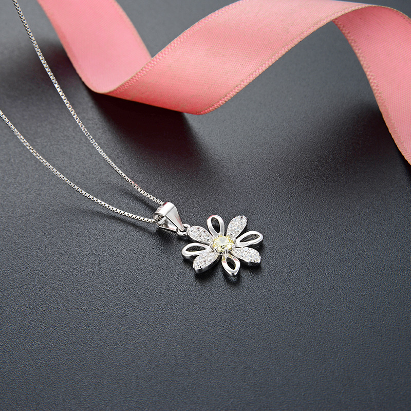 Corea del Sur Dongdaemun s925 plata ZIRCON diamante colgante simple popular accesorios clavícula cadena de las mujeres collar elegante