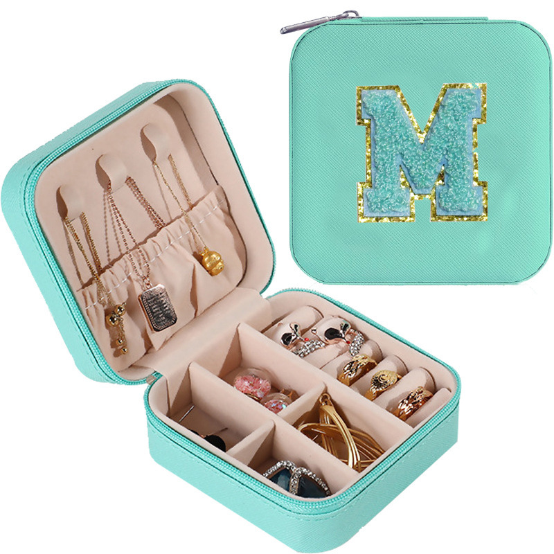 Cross-border de cuero Stud pendientes de gran capacidad de la joyería de la caja de la joyería del anillo caja de almacenamiento portátil