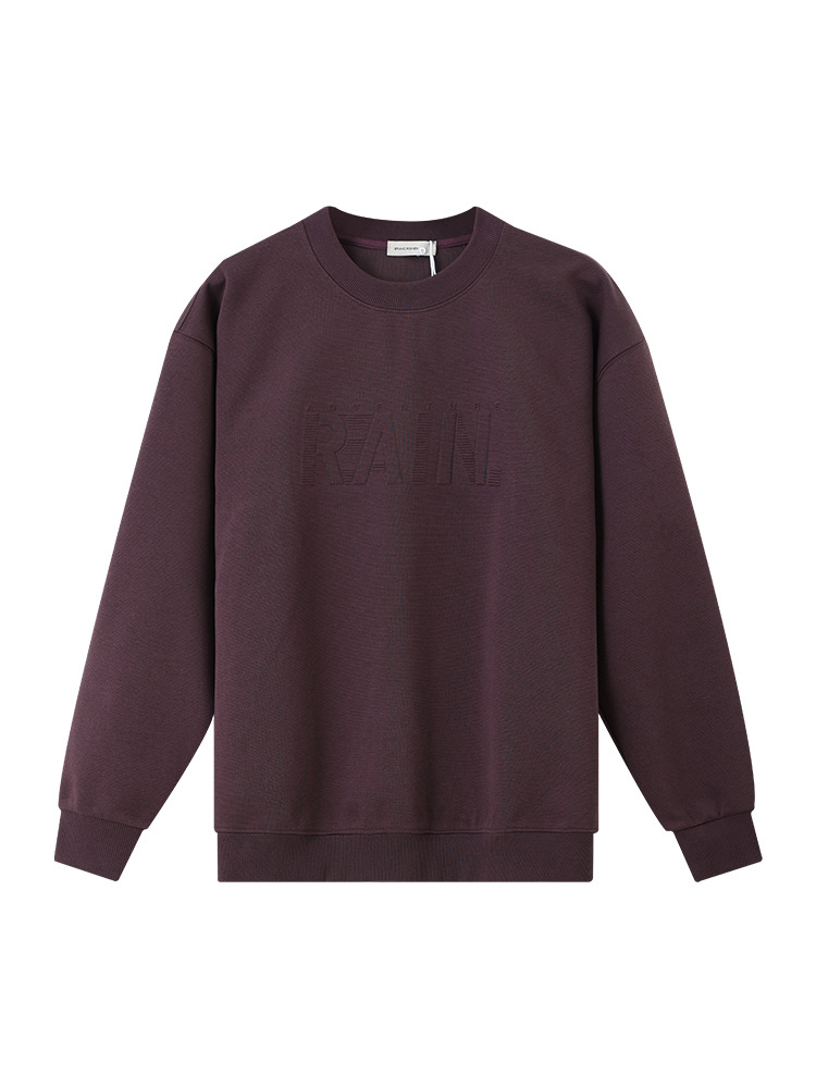 Marca de marea letras estampadas pesadas camisetas de hombre otoño-invierno 2025 nuevo estilo primavera- Otoño cuello redondo suelto manga larga manga manga larga