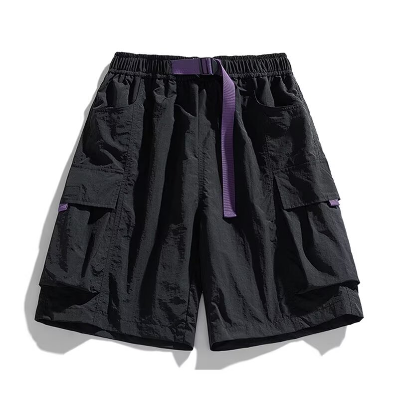 American Functional Multi-Pocket Cargo Couple Beach Shorts Men Summer Japanese Army Green Casual Mid-Length Shorts Men