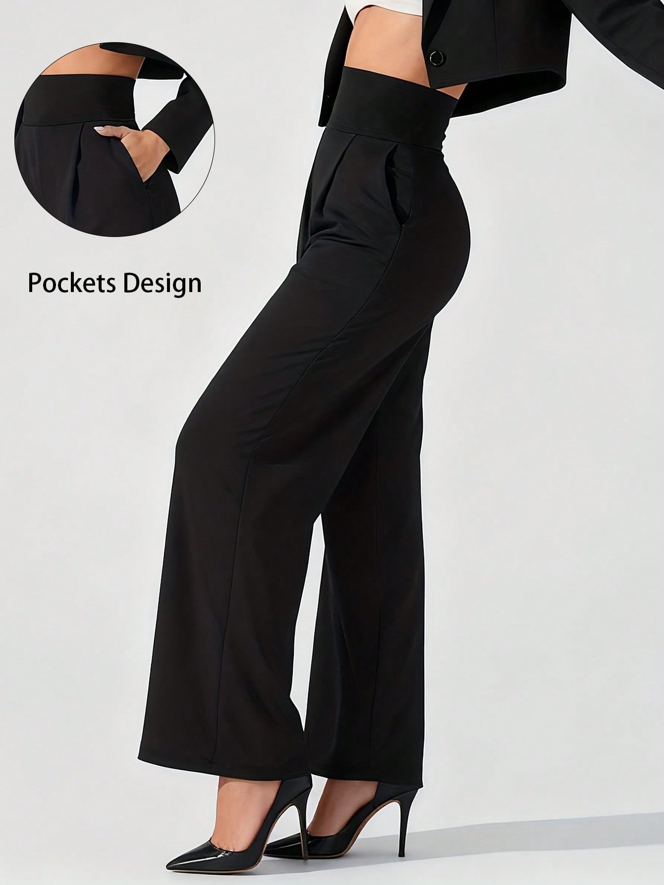 Europa y los Estados Unidos cruzan la frontera pantalones de traje de piernas anchas pantalones de yoga de cintura alta relajados pantalones de fitness casuales pantalones de moda deportes minimalistas pantalones femeninos image 4