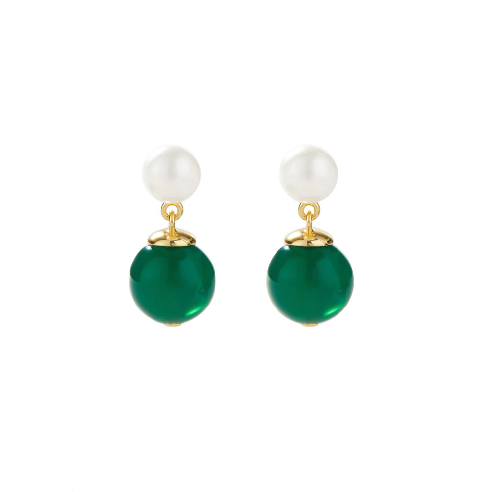 Pearl Design 1 Pair 925 Sterling Silver Round Drop Earrings
