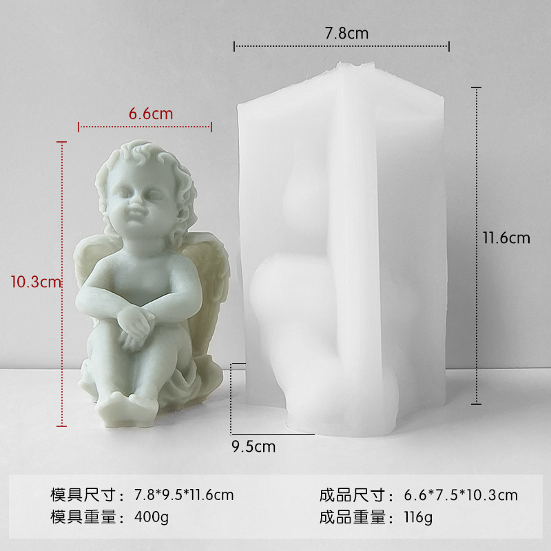 Jiahuimei Ángel de aromaterapia vela molde de silicona Ángel grande decoración de yeso molde DIY jabón hecho a mano