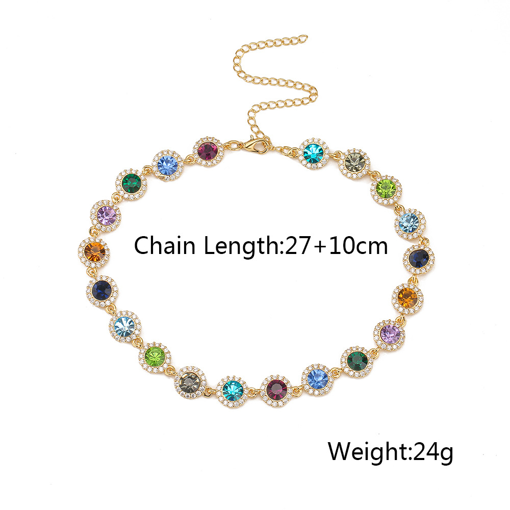 Fashion Geometric Copper Inlaid Zircon Bracelets Necklace
