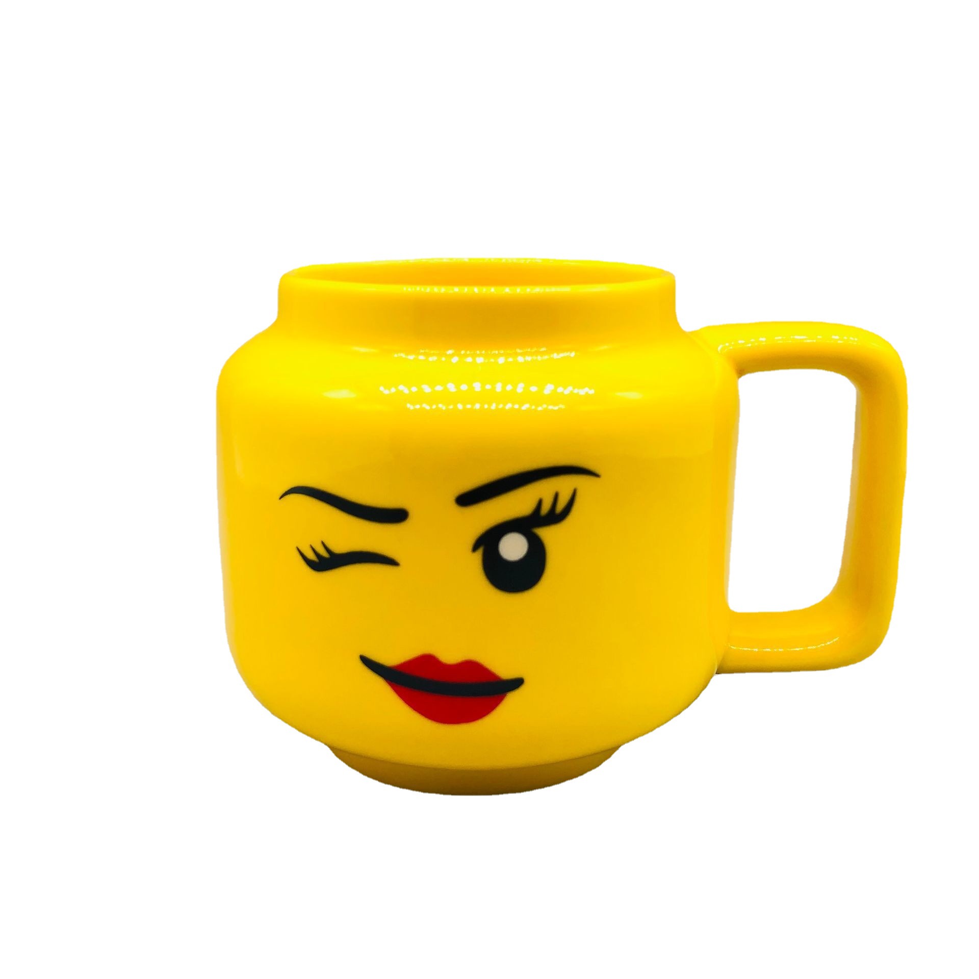 Expresión facial linda taza de cerámica pequeña cabeza de muñeca taza de cerámica linda cara sonriente taza de bebida taza de regalo para niños