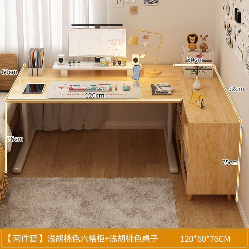 Escritorio de computadora, escritorio, estantería, escritorio en casa para estudiantes, escritorio de oficina de aprendizaje para niños, dormitorio en forma de L, niñas