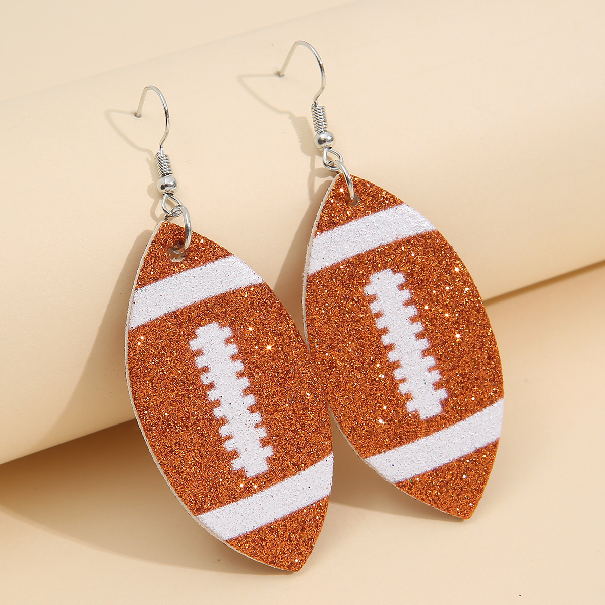 Creative Rugby Sequin Glitter Color Leather Earrings Wholesale Nihaojewelry display picture 10