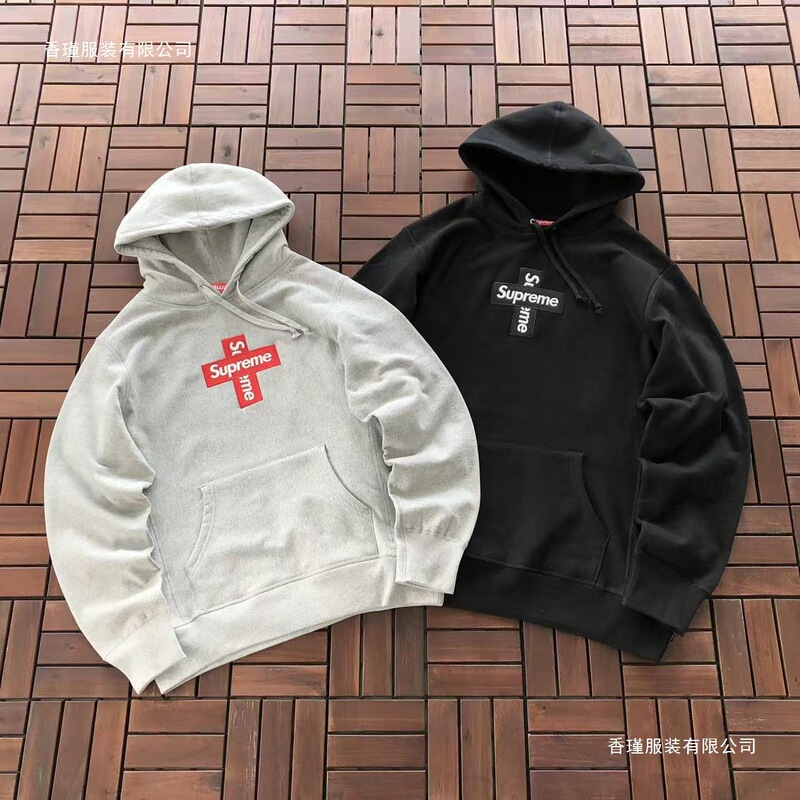 Cross-border in-stock sup heavyweight high-quality fleece-lined hooded sweatshirt, classic BOX shirt, embroidered American-style unisex sweatshirt for couples Cross-border in-stock sup heavyweight high-quality fleece-lined hooded sweatshirt, classic BOX shirt, embroidered American-style unisex sweatshirt for couples
