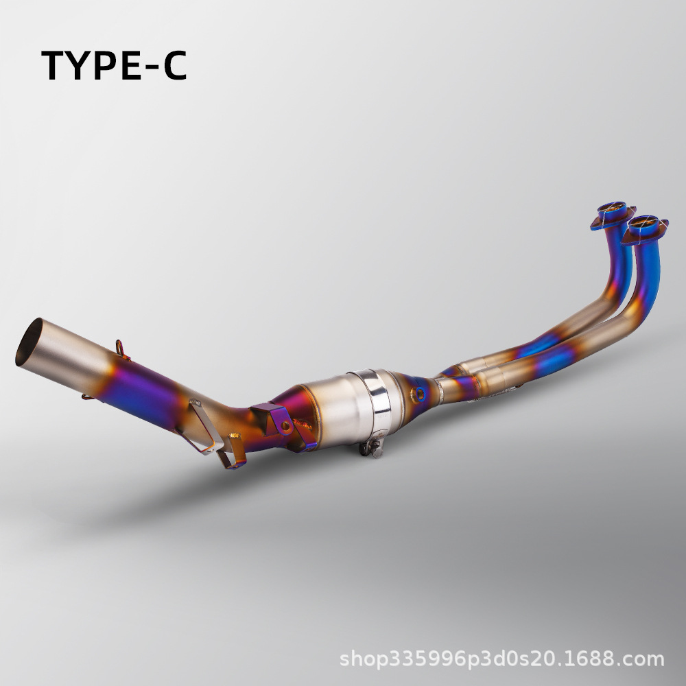 Motorcycle Exhaust Modification T-Max560 Stainless Steel Front Section with Carbon Fiber Anti-Scalding Cover + K198 Carbon Fiber Tail Section
