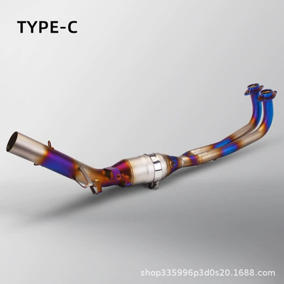 Motorcycle exhaust pipe Steel Front Section with Carbon - stainless-steel-blued-front-section