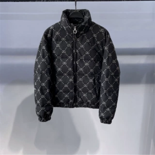 鸟家元素2024冬季新款羽绒服短款立领字母提花休闲白鸭绒外套男装