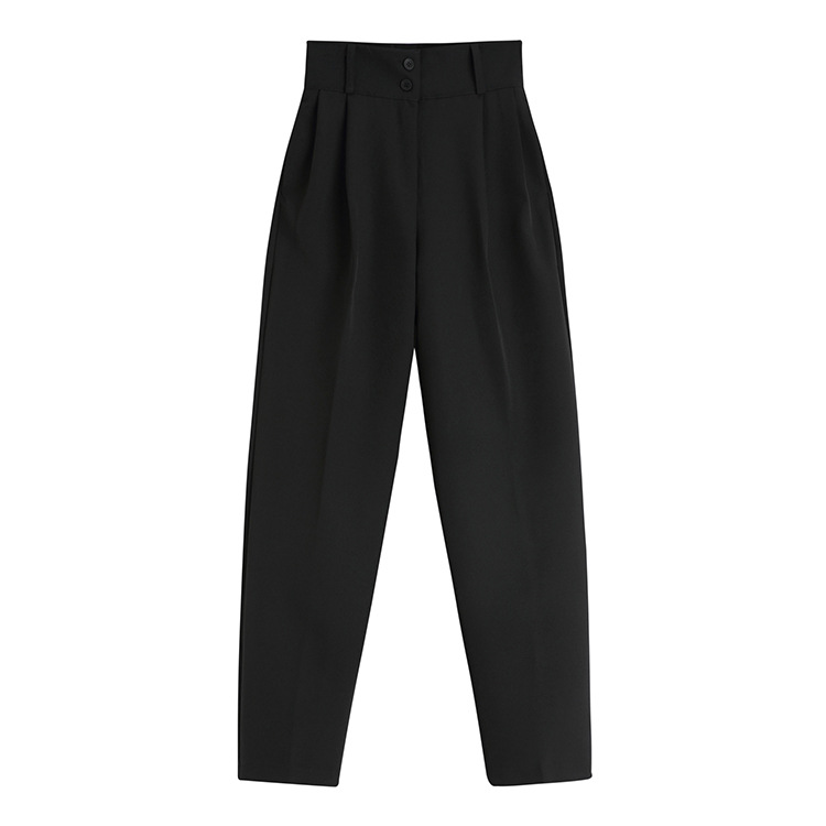 Women's Clothing 2024 autumn temperament short suit top + slim high waist drape suit pants for women_voghion.com