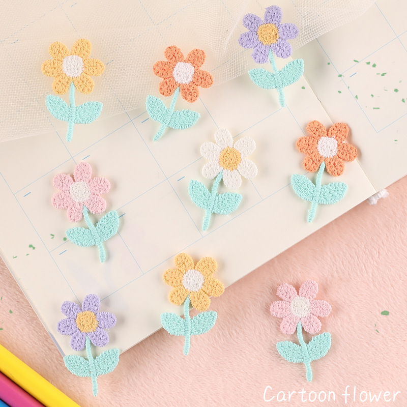 绣花标太阳花diy手账配饰补丁布贴饰品发饰辅料布贴水溶刺绣贴