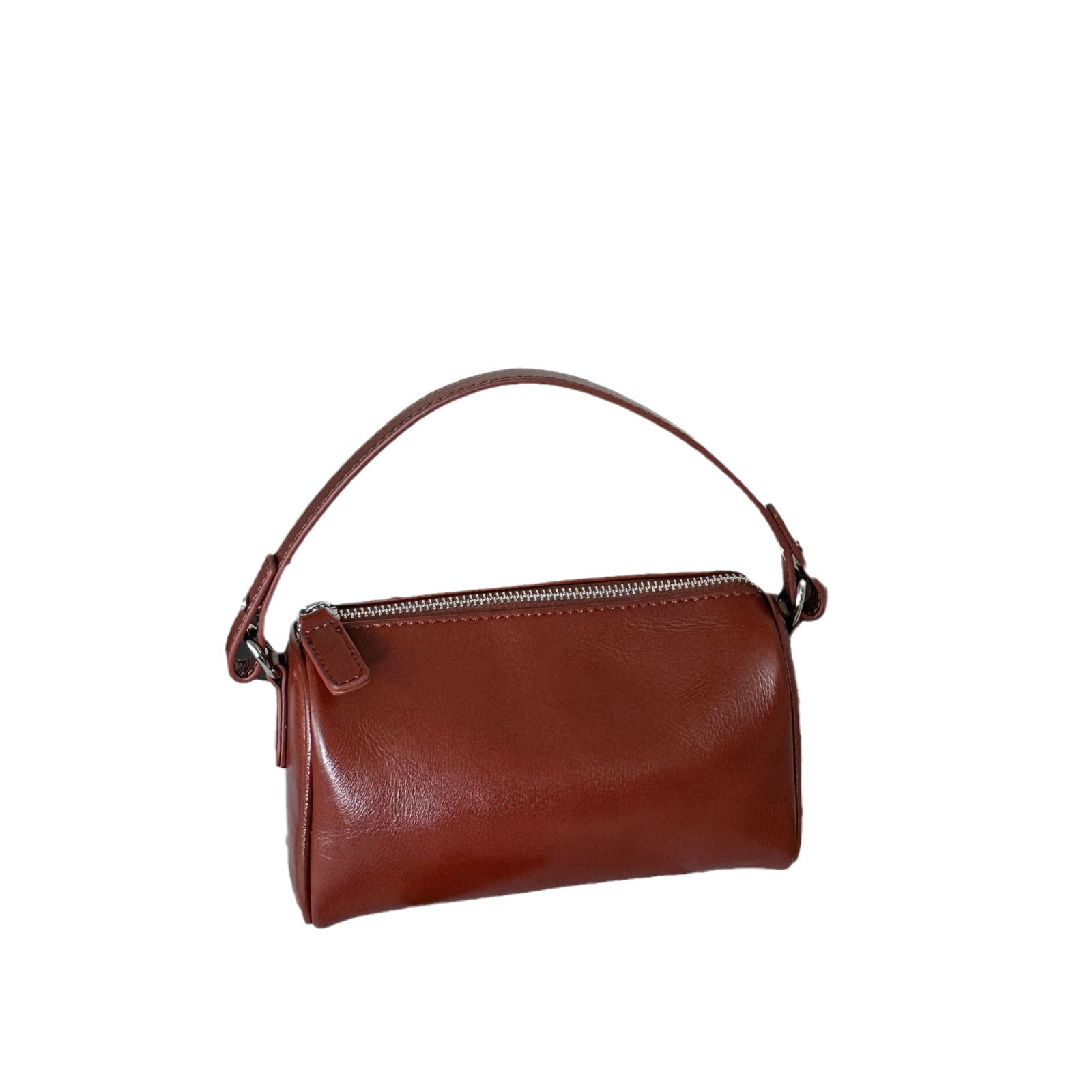 Top Grain Cowhide Leather Shoulder Bag For Women, Fashionable Simple Crossbody Soft Leather Coin Purse, Cylinder Phone Bag, Pillow Bag - Thumbnail 5