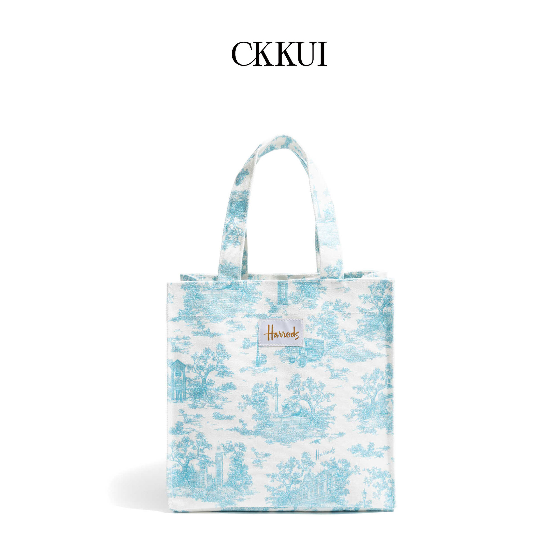 CKKUI印花帆布包伦敦风景大容量托特包复古百搭手提包单肩包通勤