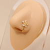 Zirconium, nose piercing with butterfly, copper nose clip, set, micro incrustation, 750 sample gold