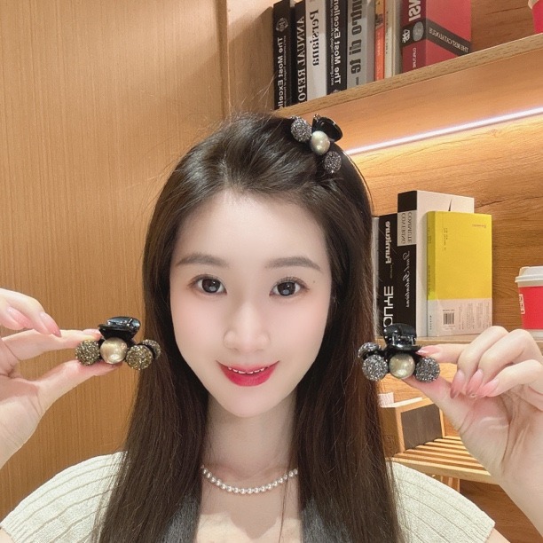 여아 프렌치 레트로 진주 큐빅 집게핀 실버 골드 앞머리 포니테일 헤어핀
