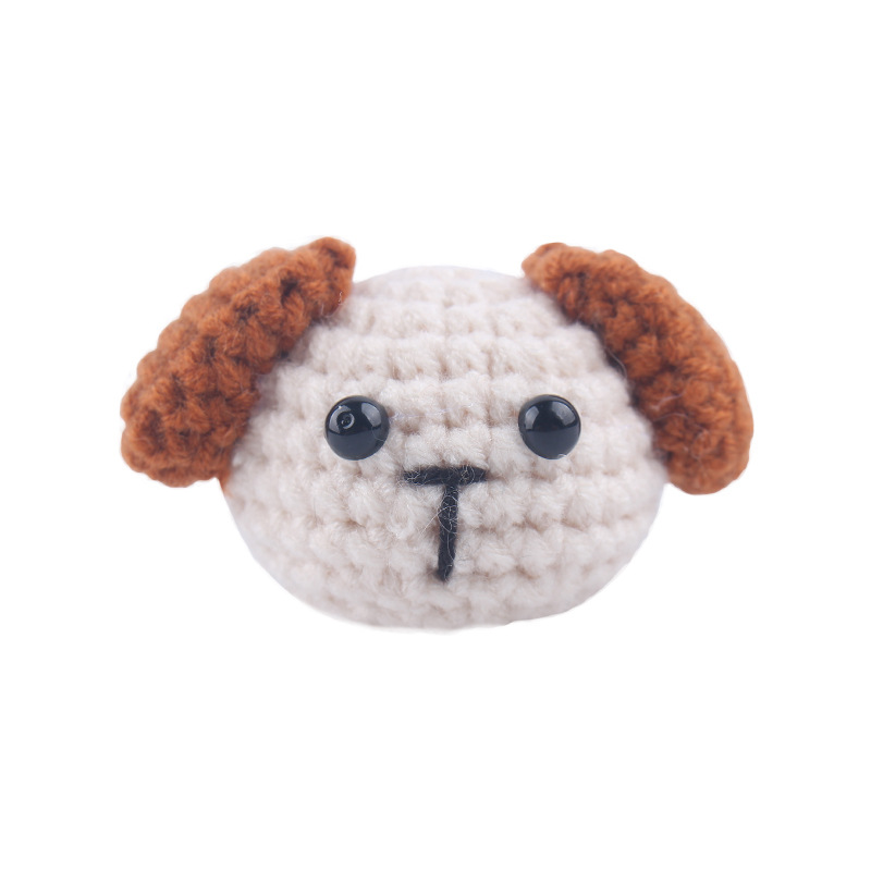 Nueva lana hecha a mano crochet cachorro de dibujos animados Super lindo cabeza animal chupete cadena juguete Accesorios