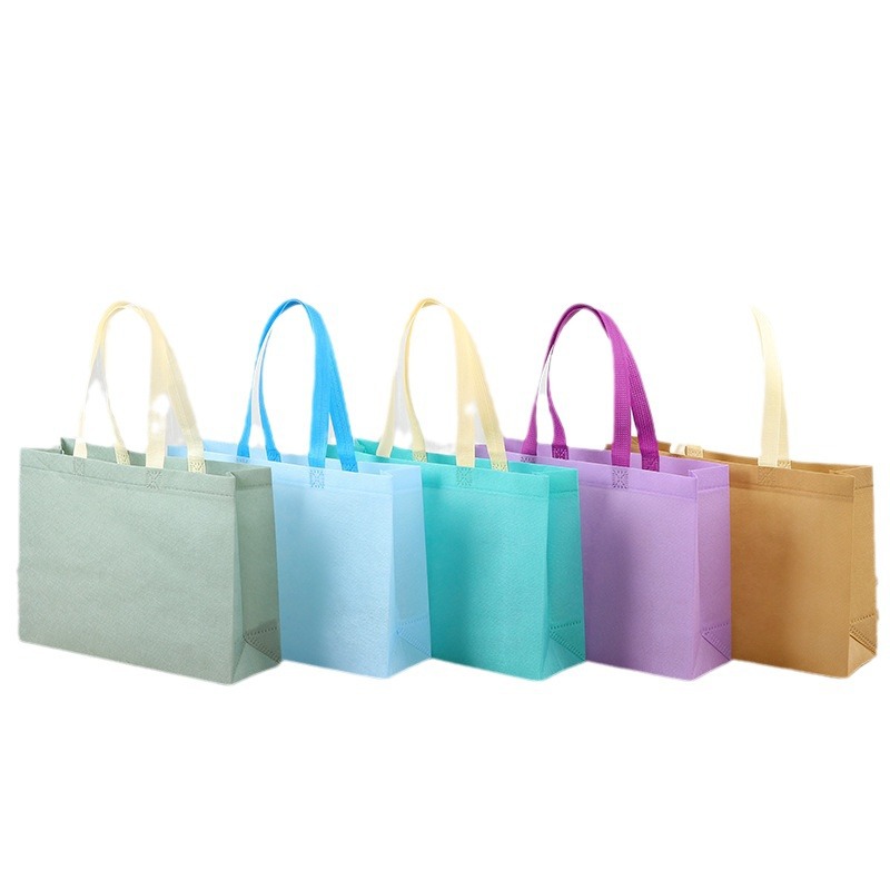 Fábrica de bolsas de tela no tejida de contraste de color publicidad bolsa de compras bolsa en blanco engrosada bolsa
