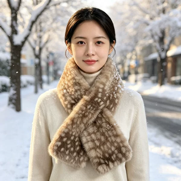 Cute and warm plush scarf with deer pattern, perfect for Christmas decoration, fashionable and versatile for everyday use, creating a cozy atmosphere