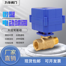 微型电动球阀 黄铜 DN15 4分 内外丝 大扭力 二通 排水阀 执行器