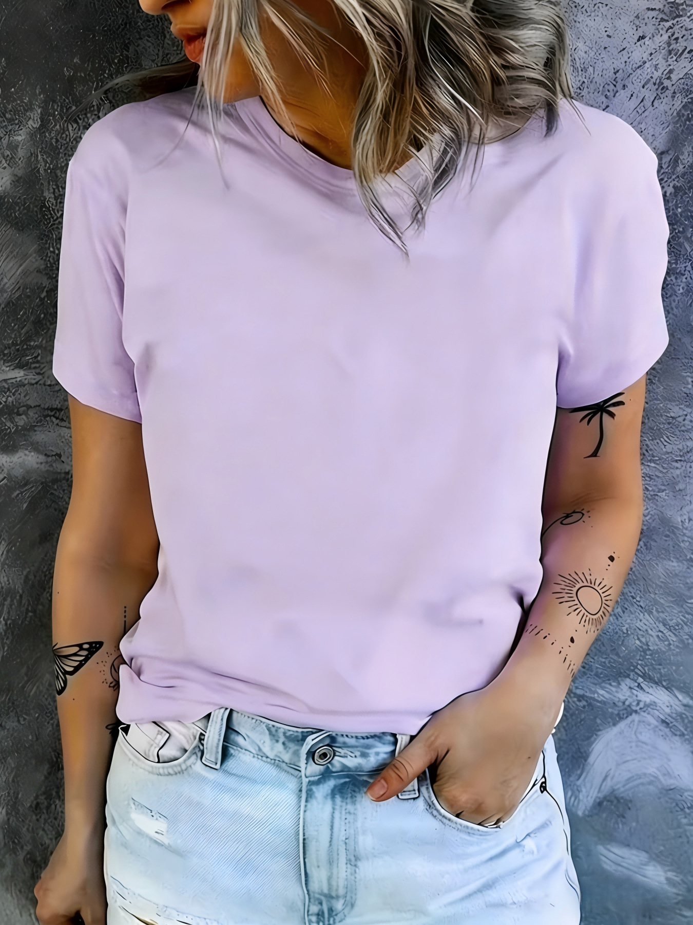 Fábrica de mangas cortas de mujer distribución transfronteriza mayorista al por mayor camiseta de verano fresca ocio interior al aire libre diy