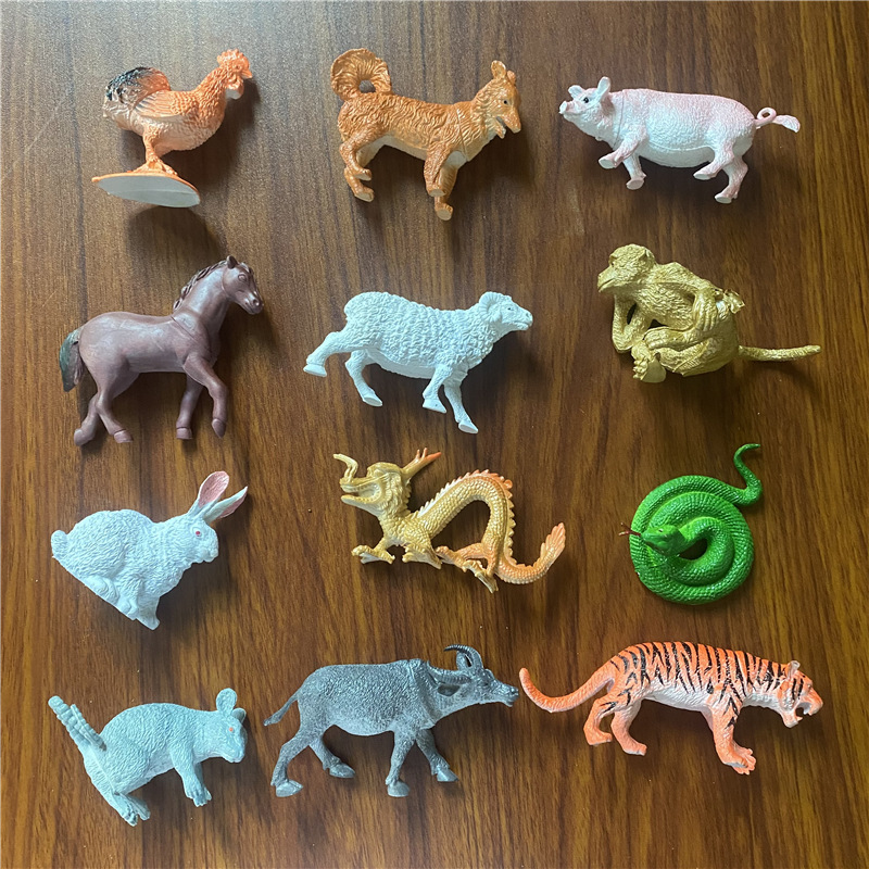 Large 12 Zodiac Toys Set of 12 Zodiac Animal Models in a Bag, Big Dinosaur Ornament for Kindergarten Cognitive Development
