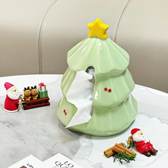 かわいいクリスマスツリーのティッシュボックス家庭用リビングルームの陶磁器の高級感があります。