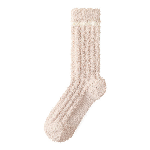 Coral velvet socks for women in autumn and winter thickened warm mid-calf floor socks terry plus velvet home sleeping confinement sleep socks