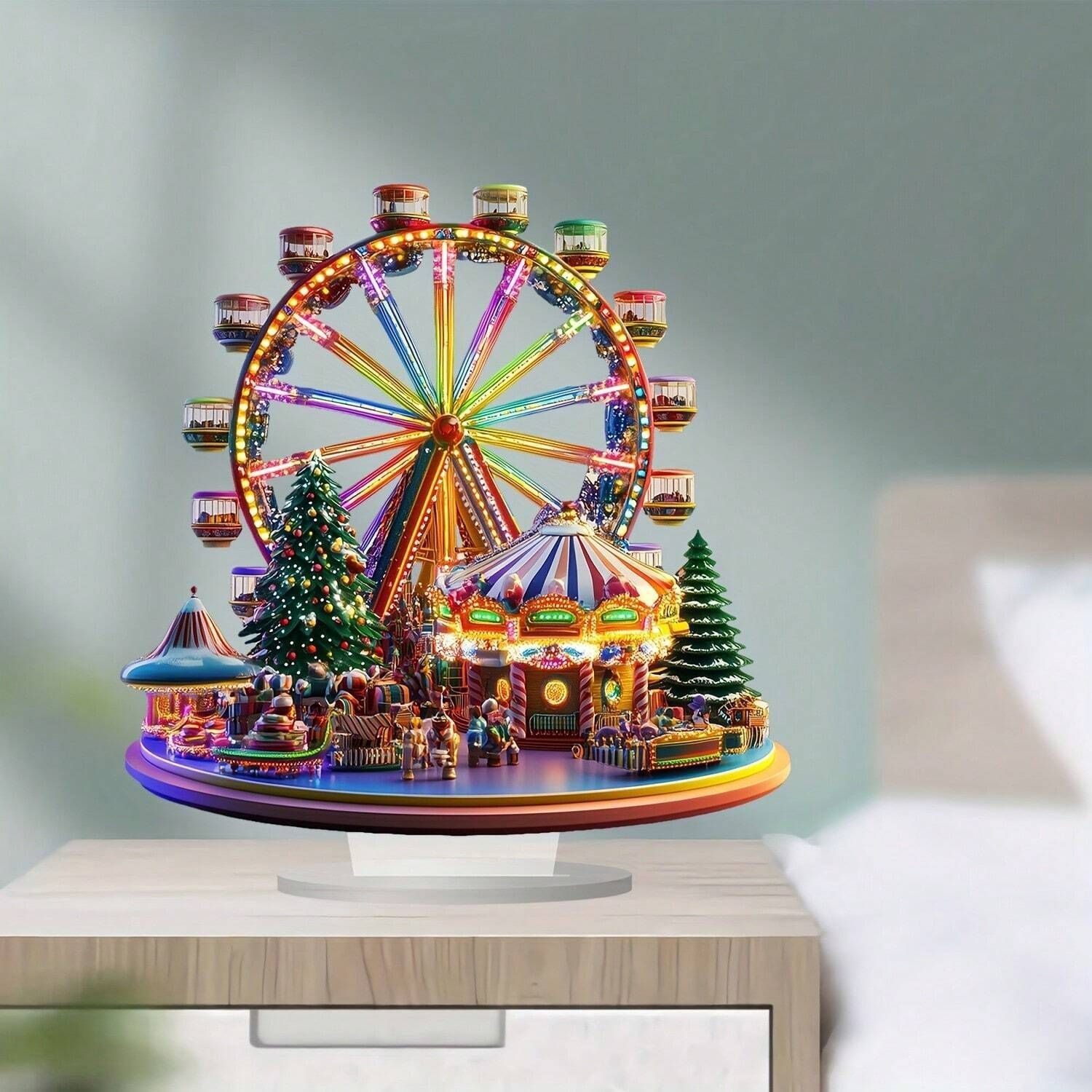 Cross-Border Ferris Wheel Decorative Logo Ornaments Acrylic Home Desktop Ornaments Living Room Bedroom Holiday Decorations
